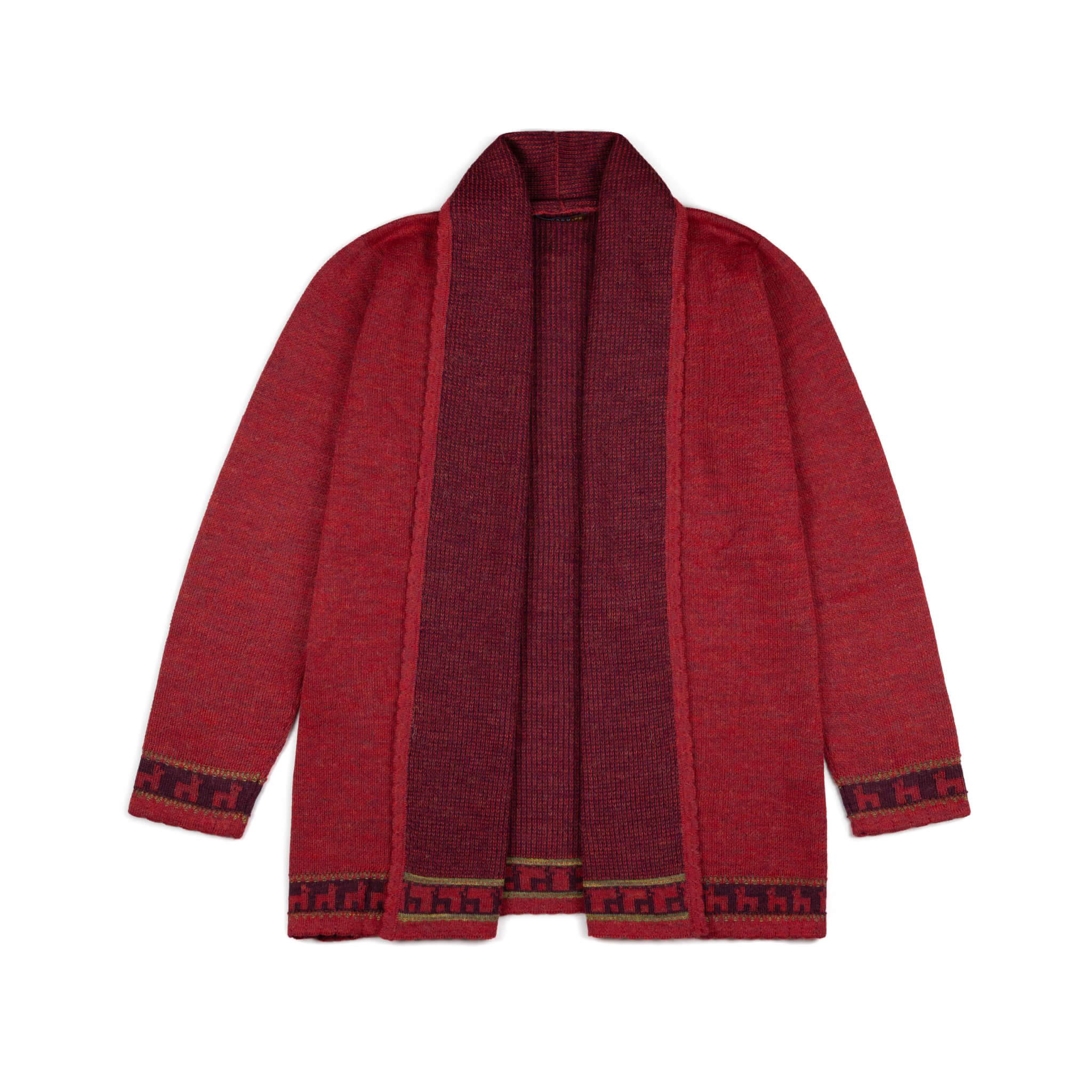 Roter Kimono Alpaka Poncho mit Ärmeln für Damen