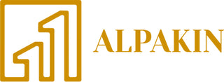 Alpakin Logo in gold in Querformat mit Schriftzug rechts