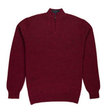 Katari Alpaka Troyer für Herren in dunkelrot von vorne mit Farbakzent im Kragen