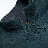 Pima Baumwolle Kragen des Katari Alpaka Troyers für Herren in dunkelgrün und grau