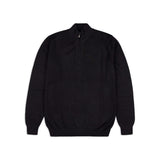 Alpaka Pullover Troyer in klassischem schwarz von vorne
