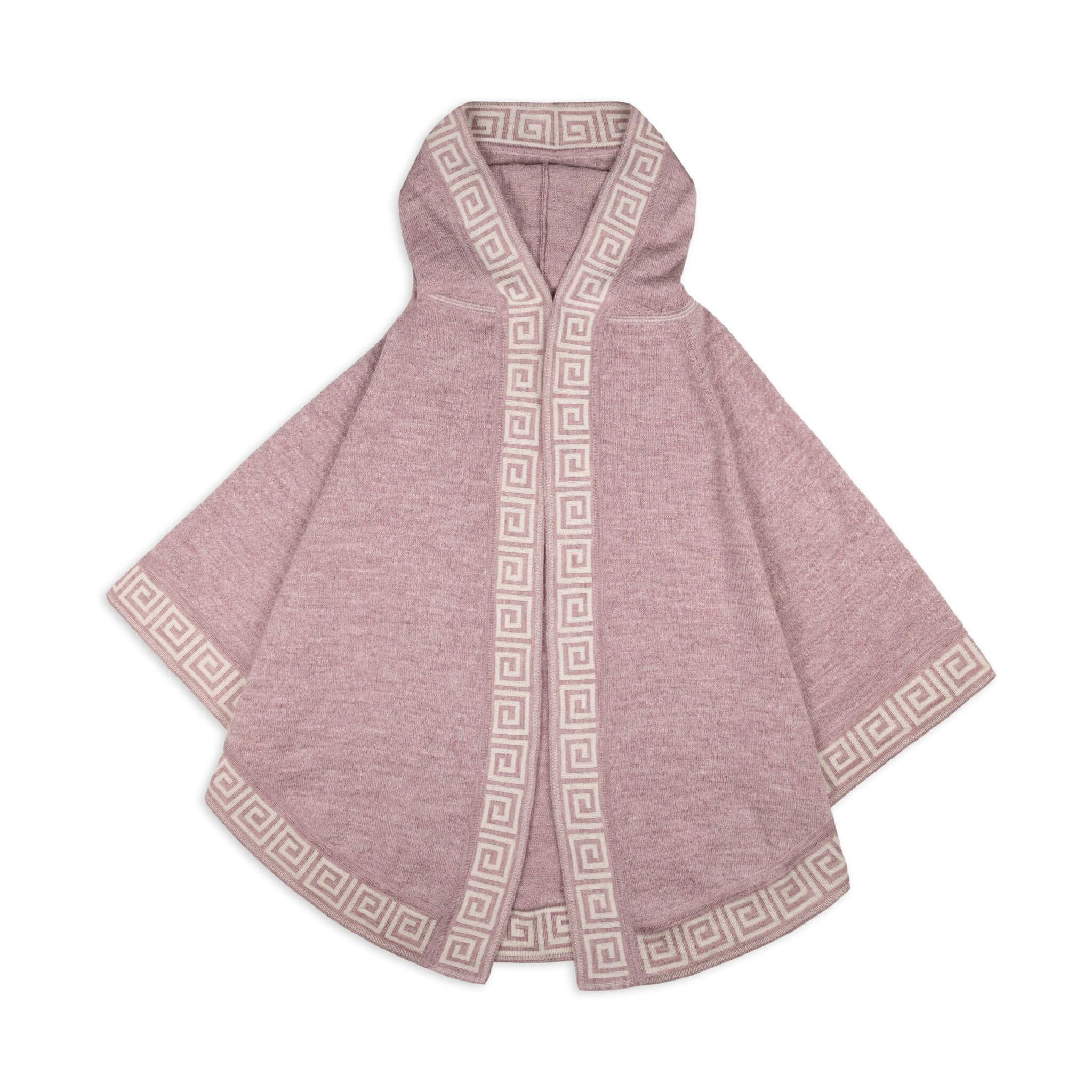 LUZ Alpaka Poncho mit Kapuze für Damen von Alpakin in rosa von vorne