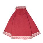 LUZ Alpaka Poncho mit Kapuze für Damen von Alpakin in rot von hinten