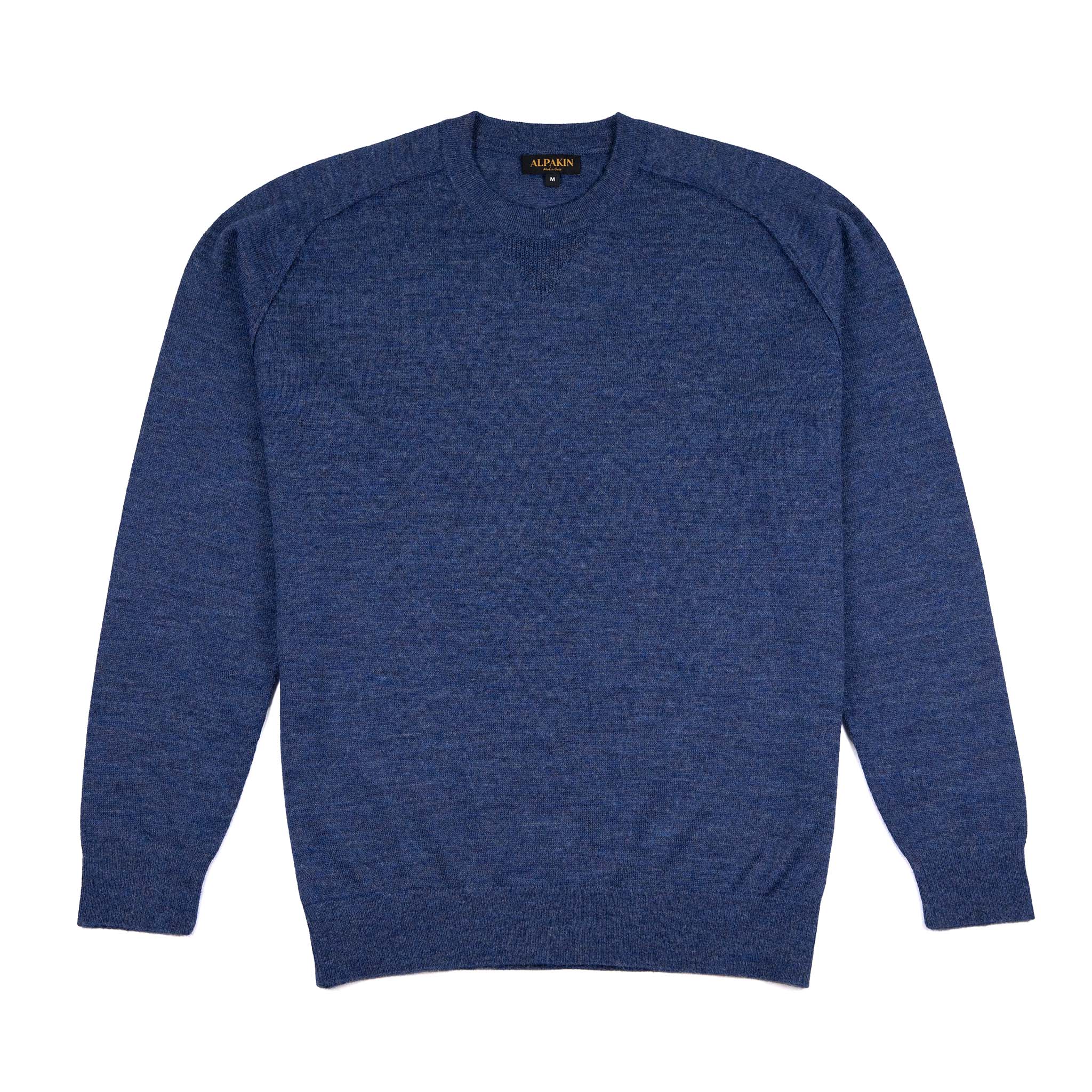 Alpaka Rundhals Pullover für Herren - Modell Tawa in maskulinem dunkelblau von vorne