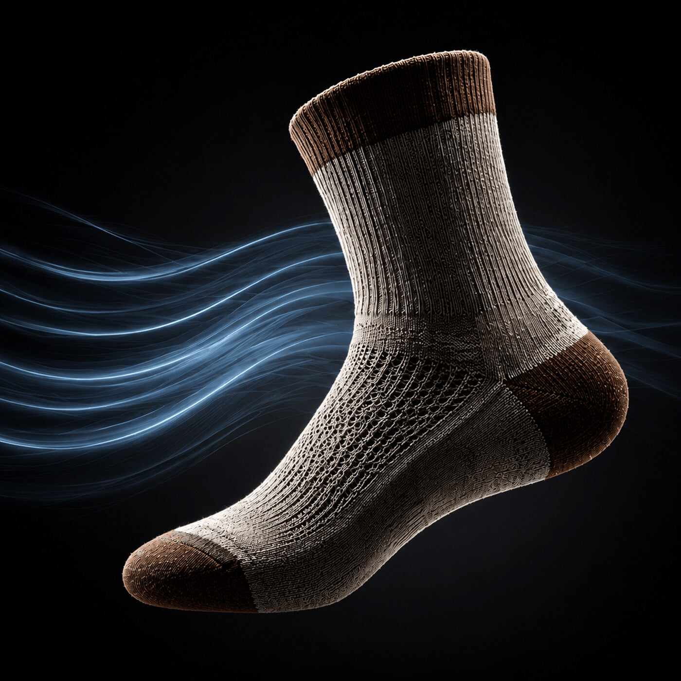 Atmungsaktiv der Alpaka Stoppersocken technisch dargestellt