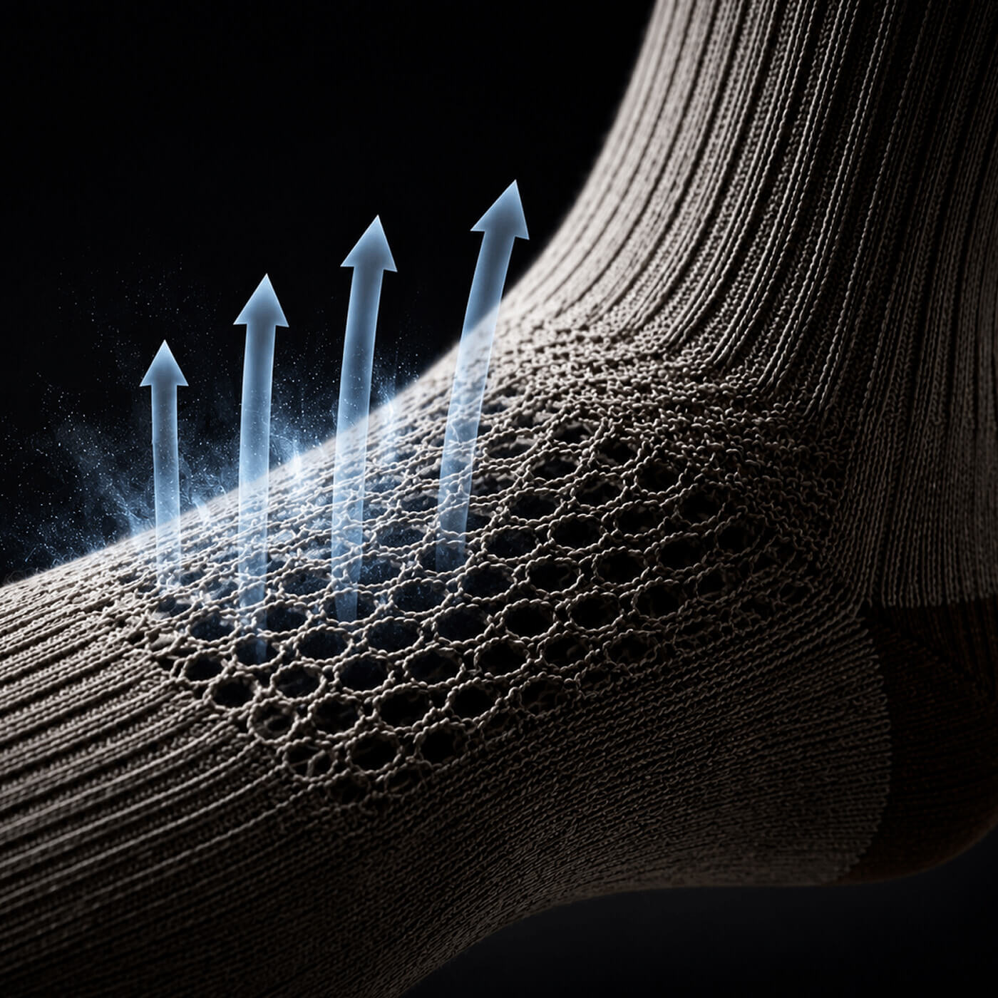 Hohe Atmungsaktivität der Alpaka Wandersocken um Auskühlen und Überhitzen zu vermeiden