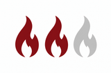 2 von 3 Flammen zeigt den Wärmegrad Komfort