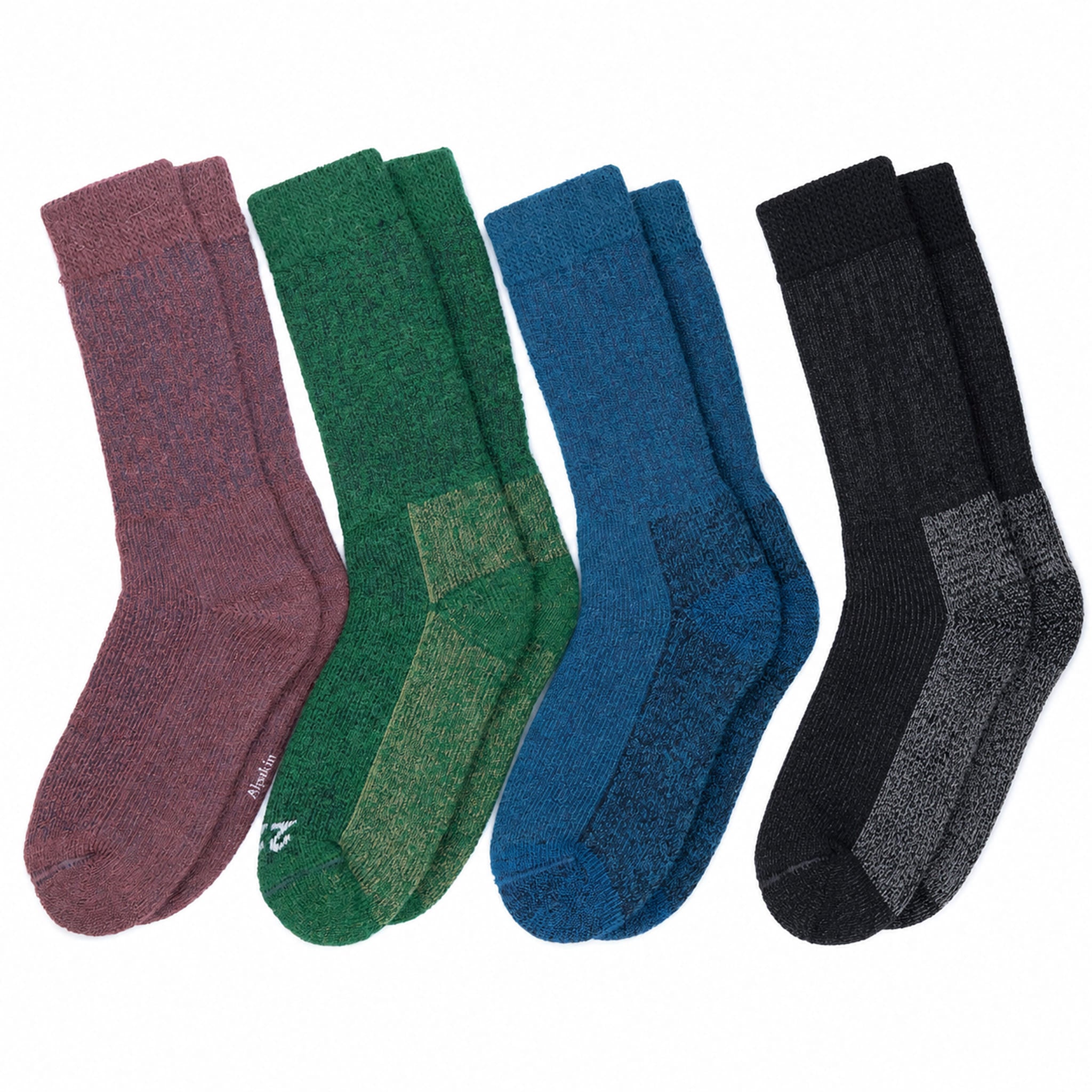 4 Farben der wärmsten Alpaka Socken für extreme Kälte